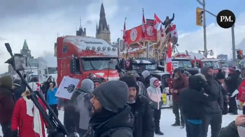 Honking and cries of FREEDOM rang out as police drove peaceful protesters from Parliament Hill